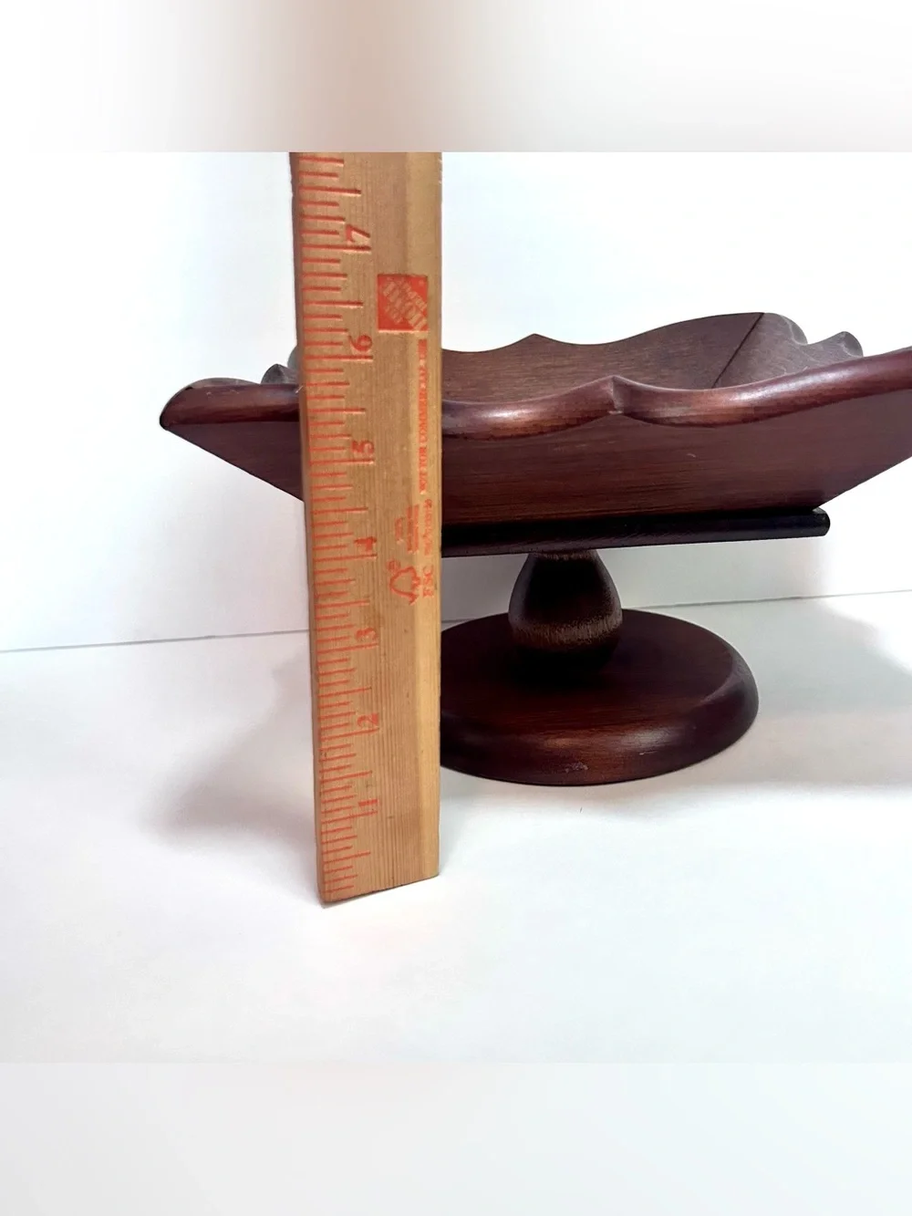 Vintage Mid-Century Modern Cornwall Wooden Pedestal Fruit Nut Bowl